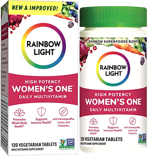 Rainbow Light Multivitamin for Women, Vitamin C, D & Zinc, Probiotics, Women’s One Multivitamin Provides High Potency Immune Support, Non-GMO, Vegetarian, 60 Tablets