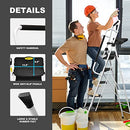 HBTower 3 Step Ladder, Folding Step Stool with Wide Anti-Slip Pedal, 500lbs Sturdy Steel Ladder, Convenient Handgrip, Lightweight, Portable Steel Step Stool, Black