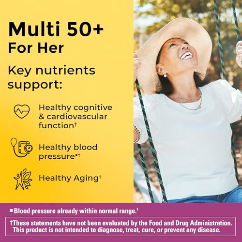 Nature Made Multivitamin For Her 50+ with No Iron, Womens Multivitamin for Daily Nutritional Support, Multivitamin for Women, 90 Tablets, 90 Day Supply