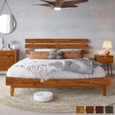 Bme Caden Solid Wood Nightstand/Side Table/End Table, Fully Assembled, with 1-Drawer for Mid Century Bedroom and Living Room, Caramel