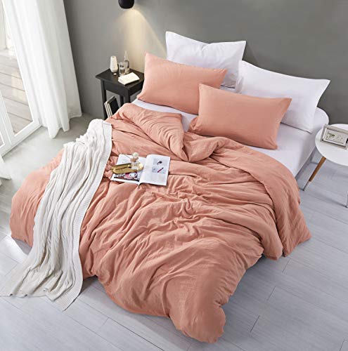 ALAZURIA Bedding Duvet Cover 2 Piece Set - Super Soft Prewashed, Duvet Covers Twin with Zipper Closure & 4 Corner Ties (1 Duvet Cover + 1 Pillow Case) Terracotta Pastel, Twin