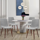 CangLong Modern ‎Faux Leather Dining Chairs, PU Cushion Seat Back，Metal Legs for Kitchen Dining Room Side Chair, Set of 2, Brown