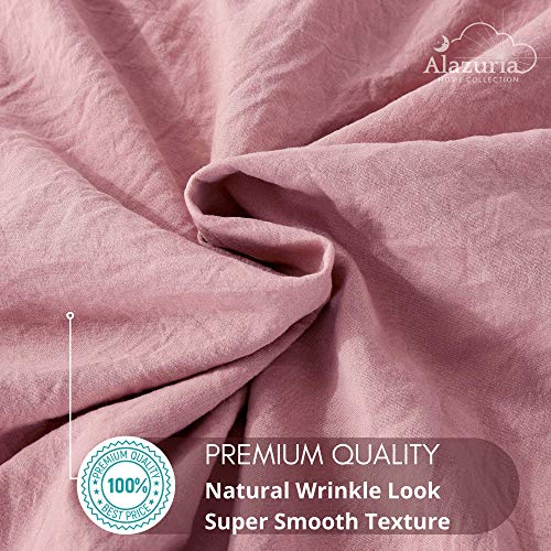 ALAZURIA Bedding Duvet Cover 2 Piece Set - Super Soft Prewashed, Duvet Covers Twin with Zipper Closure & 4 Corner Ties (1 Duvet Cover + 1 Pillow Case) Terracotta Pastel, Twin