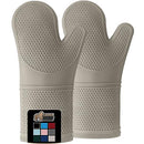 Gorilla Grip Heat and Slip Resistant Silicone Oven Mitts Set, Soft Cotton Lining, Waterproof, BPA-Free, Long Flexible Thick Gloves for Cooking, Kitchen Mitt Potholders, 12.5 in, Black