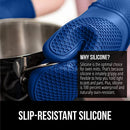 Gorilla Grip Heat and Slip Resistant Silicone Oven Mitts Set, Soft Cotton Lining, Waterproof, BPA-Free, Long Flexible Thick Gloves for Cooking, Kitchen Mitt Potholders, 12.5 in, Black