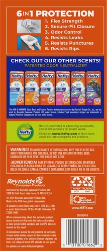 Hefty Ultra Strong 13 Gallon Trash Bags, Tall Kitchen Trash Bags 13 Gallon Size, Drawstring Closure, Continuous Odor Control, White, Clean Burst Scent, 110 Bags