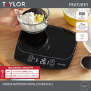 Taylor Waterproof Digital Kitchen Scale, 11 pounds, Black