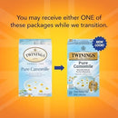 Twinings Pure Camomile & Honey Herbal Tea individually Wrapped Bags, Naturally Caffeine Free 20 Count (Pack of 6)