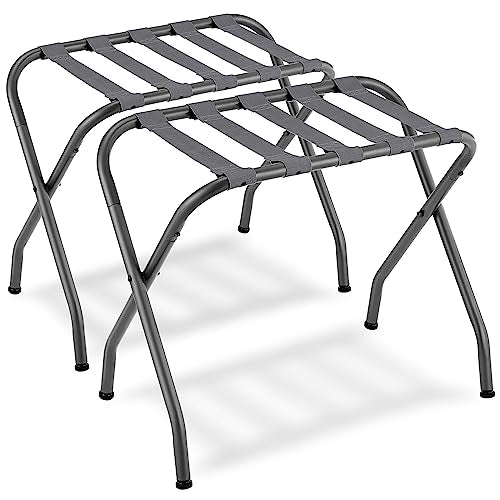 SONGMICS Luggage Rack, Pack of 2, Luggage Racks for Guest Room, Suitcase Stand, Steel Frame, Foldable, for Bedroom, Black URLR64B-2