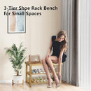 ECOMEX Shoe Rack Bench for Entryway, 3-Tier Wooden Shoe Shelf Shoe Organizer Bench Shoe Organizer Entryway Bench for Bedroom Balcony Entryway Entrance, Black(33.5''L)