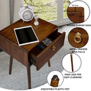 Bme Caden Solid Wood Nightstand/Side Table/End Table, Fully Assembled, with 1-Drawer for Mid Century Bedroom and Living Room, Caramel