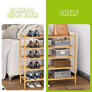 BMOSU 2-Tier Bamboo Shoe Rack Premium Stackable Shoe Shelf Storage Organizer for Hallway Closet Living Room Entryway Organizer (Natural Bamboo)