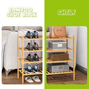 BMOSU 2-Tier Bamboo Shoe Rack Premium Stackable Shoe Shelf Storage Organizer for Hallway Closet Living Room Entryway Organizer (Natural Bamboo)