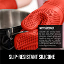 Gorilla Grip Heat and Slip Resistant Silicone Oven Mitts Set, Soft Cotton Lining, Waterproof, BPA-Free, Long Flexible Thick Gloves for Cooking, Kitchen Mitt Potholders, 12.5 in, Black