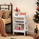 VECELO Modern Versatile Nightstands X-Design Side End Table Night Stand Storage Shelf with Bin Drawer for Living Room Bedroom, Set of 2 (Brown)