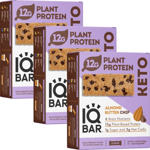 IQBAR Brain and Body Keto Protein Bars - Chocolate Lovers Variety Keto Bars - 12-Count Energy Bars - Low Carb Protein Bars - High Fiber Vegan Bars and Low Sugar Meal Replacement Bars - Vegan Snacks