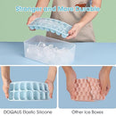 DOQAUS Ice Cube Tray with Lid and Bin, 4 Pack Silicone Plastic Ice Cube Trays for Freezer with Ice Box, Ice Trays with Ice Container, Stackable Ice Tray with Storage Ice Bucket,Ice Tong,Ice Scoop