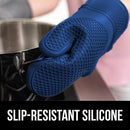 Gorilla Grip Heat and Slip Resistant Silicone Oven Mitts Set, Soft Cotton Lining, Waterproof, BPA-Free, Long Flexible Thick Gloves for Cooking, Kitchen Mitt Potholders, 12.5 in, Black