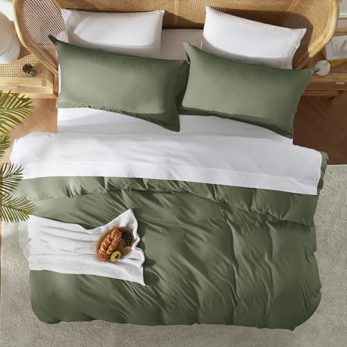 Nestl Twin Duvet Cover - Soft Double Brushed Light Sage Duvet Cover Twin/Twin XL, 2 Piece, with Button Closure, Duvet Cover 68x90 inches