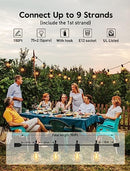 Outdoor String Lights 25 Feet G40 Globe LED Patio Lights with 13 Edison Plastic Bulbs(1 Spare), Waterproof Connectable Hanging Christmas Lights for Backyard Porch Balcony Party Xmas Decor, Black