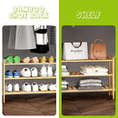 BMOSU 2-Tier Bamboo Shoe Rack Premium Stackable Shoe Shelf Storage Organizer for Hallway Closet Living Room Entryway Organizer (Natural Bamboo)