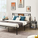 VECELO Modern Versatile Nightstands X-Design Side End Table Night Stand Storage Shelf with Bin Drawer for Living Room Bedroom, Set of 2 (Brown)