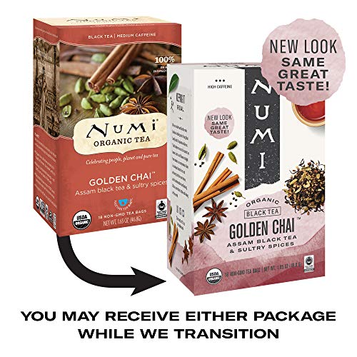 Numi Organic Tea Emperor's Pu-erh, Black Tea, 16 Count of Tea Bags, Pack of 1 (Packaging May Vary)