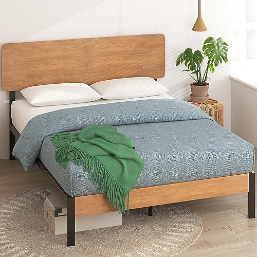 ZINUS Paul Metal and Bamboo Platform Bed Frame, Wood Slat Support, No Box Spring Needed, Easy Assembly, King