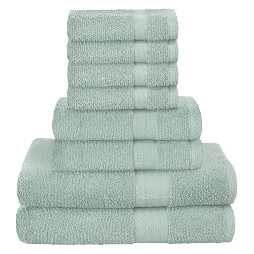 GLAMBURG 8-Piece Towel Set, Contains 2 Oversized Bath Towels 30x54, 2 Hand Towels 16x28, 4 Wash Cloths 13x13 - Quickdry Towel Sets, Ideal for Everyday use, Hotel & Spa - Black