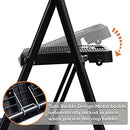 HBTower 3 Step Ladder, Folding Step Stool with Wide Anti-Slip Pedal, 500lbs Sturdy Steel Ladder, Convenient Handgrip, Lightweight, Portable Steel Step Stool, Black