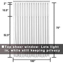 Hotel Style Cotton Shower Curtain with Snap-in Fabric Liner, Mesh Window Top, Honeycomb Waffle Weave Cotton Blend Fabric, Washable, White, 72x72 Inches