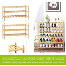 BMOSU 2-Tier Bamboo Shoe Rack Premium Stackable Shoe Shelf Storage Organizer for Hallway Closet Living Room Entryway Organizer (Natural Bamboo)