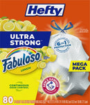 Hefty Ultra Strong 13 Gallon Trash Bags, Tall Kitchen Trash Bags 13 Gallon Size, Drawstring Closure, Continuous Odor Control, White, Clean Burst Scent, 110 Bags