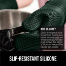 Gorilla Grip Heat and Slip Resistant Silicone Oven Mitts Set, Soft Cotton Lining, Waterproof, BPA-Free, Long Flexible Thick Gloves for Cooking, Kitchen Mitt Potholders, 12.5 in, Black