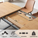 ZckyCine Modern mid-Century Dining Table Dining Table and Chairs for 6 Rectangular Wooden Dining Table Expandable Dining Table Space-Saving Multifunctional Dining Table (Table+6 Brown Chairs)