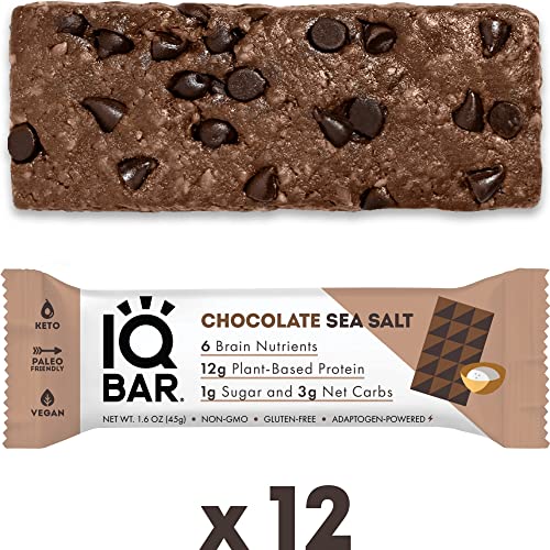 IQBAR Brain and Body Keto Protein Bars - Chocolate Lovers Variety Keto Bars - 12-Count Energy Bars - Low Carb Protein Bars - High Fiber Vegan Bars and Low Sugar Meal Replacement Bars - Vegan Snacks