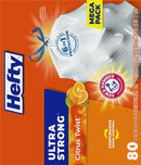 Hefty Ultra Strong 13 Gallon Trash Bags, Tall Kitchen Trash Bags 13 Gallon Size, Drawstring Closure, Continuous Odor Control, White, Clean Burst Scent, 110 Bags