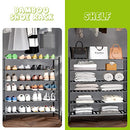 BMOSU 2-Tier Bamboo Shoe Rack Premium Stackable Shoe Shelf Storage Organizer for Hallway Closet Living Room Entryway Organizer (Natural Bamboo)