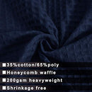 Hotel Style Cotton Shower Curtain with Snap-in Fabric Liner, Mesh Window Top, Honeycomb Waffle Weave Cotton Blend Fabric, Washable, White, 72x72 Inches