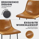 Waleaf Dining Chairs,Faux Leather Dining Chairs Set of 2,18 Inch Kitchen Dining Room Chairs with Backrest and Metal Leg,Mid Century Modern Armless Chair,Upholstered Seat