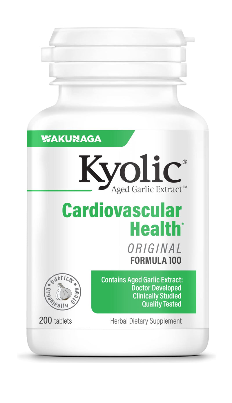 Kyolic Aged Garlic Extract Formula 100, Original Cardiovascular, 200 Capsules (Packaging May Vary)