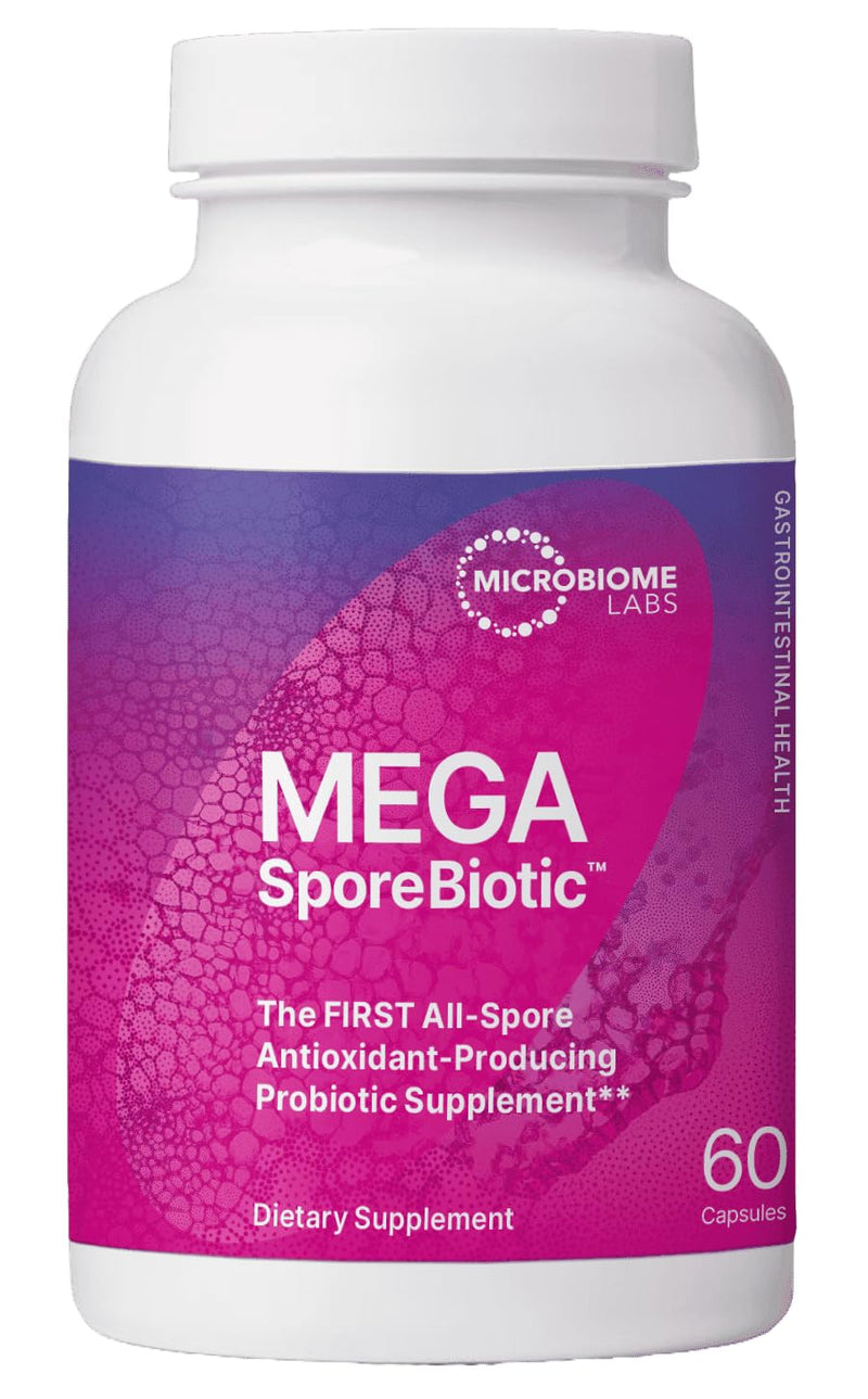 Microbiome Labs MegaSporeBiotic Probiotics for Women & Men - Spore Based Probiotic Nutritional Supplements for Digestive & Gut Health Support - Shelf Stable & Travel-Friendly (60 Capsules)