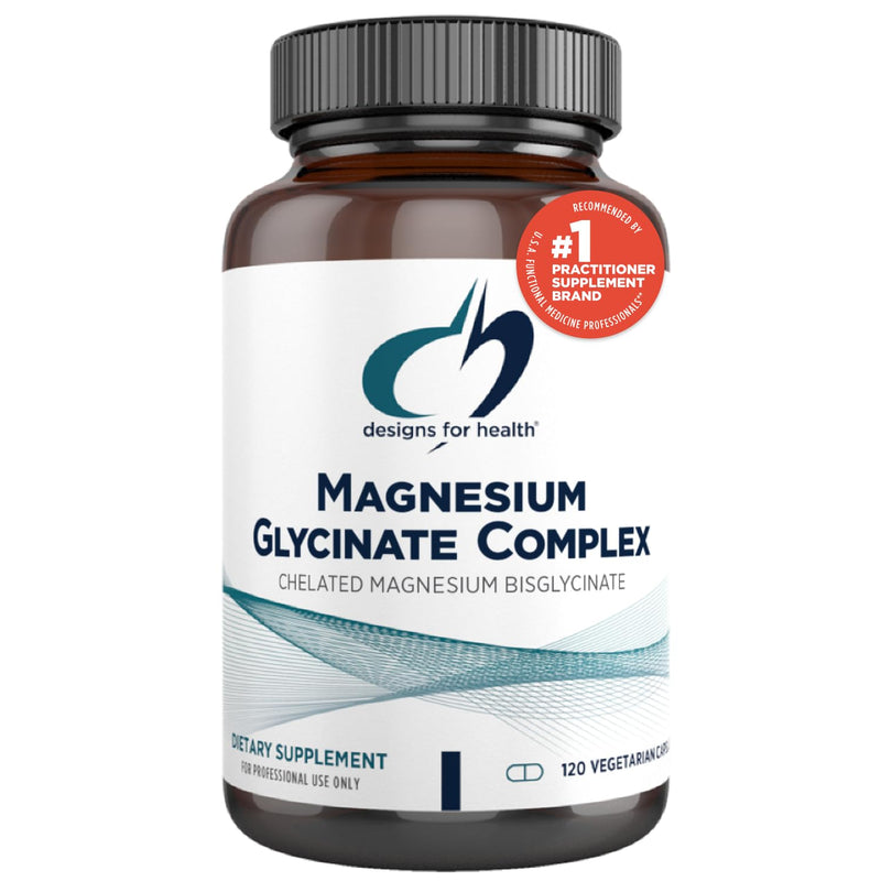 Designs for Health Magnesium Glycinate Complex - Chelated Magnesium Bisglycinate + High Absorption Magnesium Oxide for Heart Health, Immune Support & Bone Strength - Vegan (120 Capsules)