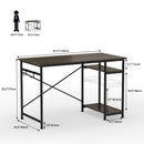 Engriy Writing Computer Desk 47", Home Office Study Desk with 2 Storage Shelves on Left or Right Side, Industrial Simple Style Wood Table Metal Frame for PC Laptop Notebook