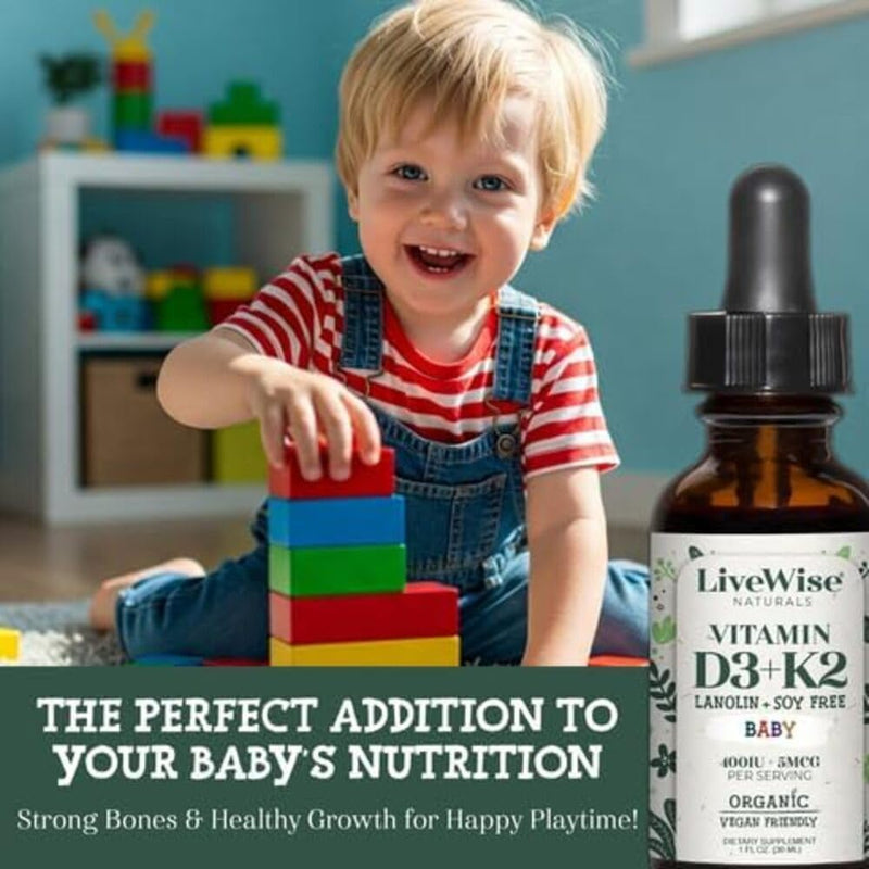 Vitamin D3 with K2 Liquid Drops, All Natural, Non-GMO, 1208iu D3 and 25mcg K2 (mk7) per Serving, Support Your Bones, Immune System and Energy Levels, with or Without Peppermint Oil