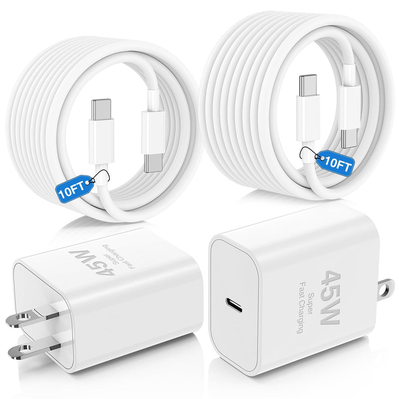 45W Charger for iPhone 16 15 Pro Max Fast Charging 10 FT, Long iPhone 16 15 Plus Charger Cord with USBC Charger Block for MacBook Air 13/11 inch M1/M2,2022 2020 2019 2018 2017 Laptop,iPad Pro/Air