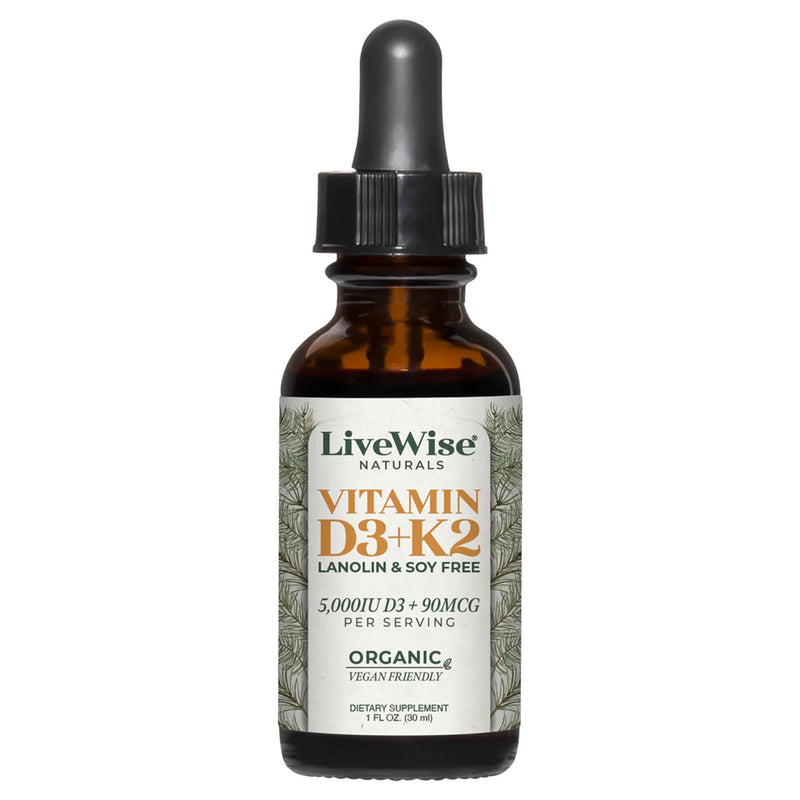Vitamin D3 with K2 Liquid Drops, All Natural, Non-GMO, 1208iu D3 and 25mcg K2 (mk7) per Serving, Support Your Bones, Immune System and Energy Levels, with or Without Peppermint Oil
