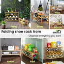 BMOSU 2-Tier Bamboo Shoe Rack Premium Stackable Shoe Shelf Storage Organizer for Hallway Closet Living Room Entryway Organizer (Natural Bamboo)