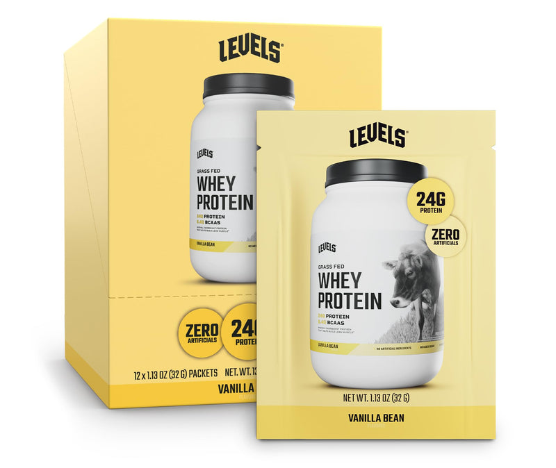 Levels Grass Fed Whey Protein Powder, No Artificials, 24G of Protein, Double Chocolate, 5LB