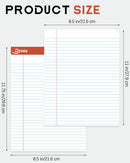 Dynta Legal Pads 8.5 x 11 Writing Notepad, 6 Packs Wide Ruled Letter Pad White Paper, Micro Perforated 45 Sheets/90 Pages (70GSM) Legal Pad for School, College, Office, Business (Rainbow)